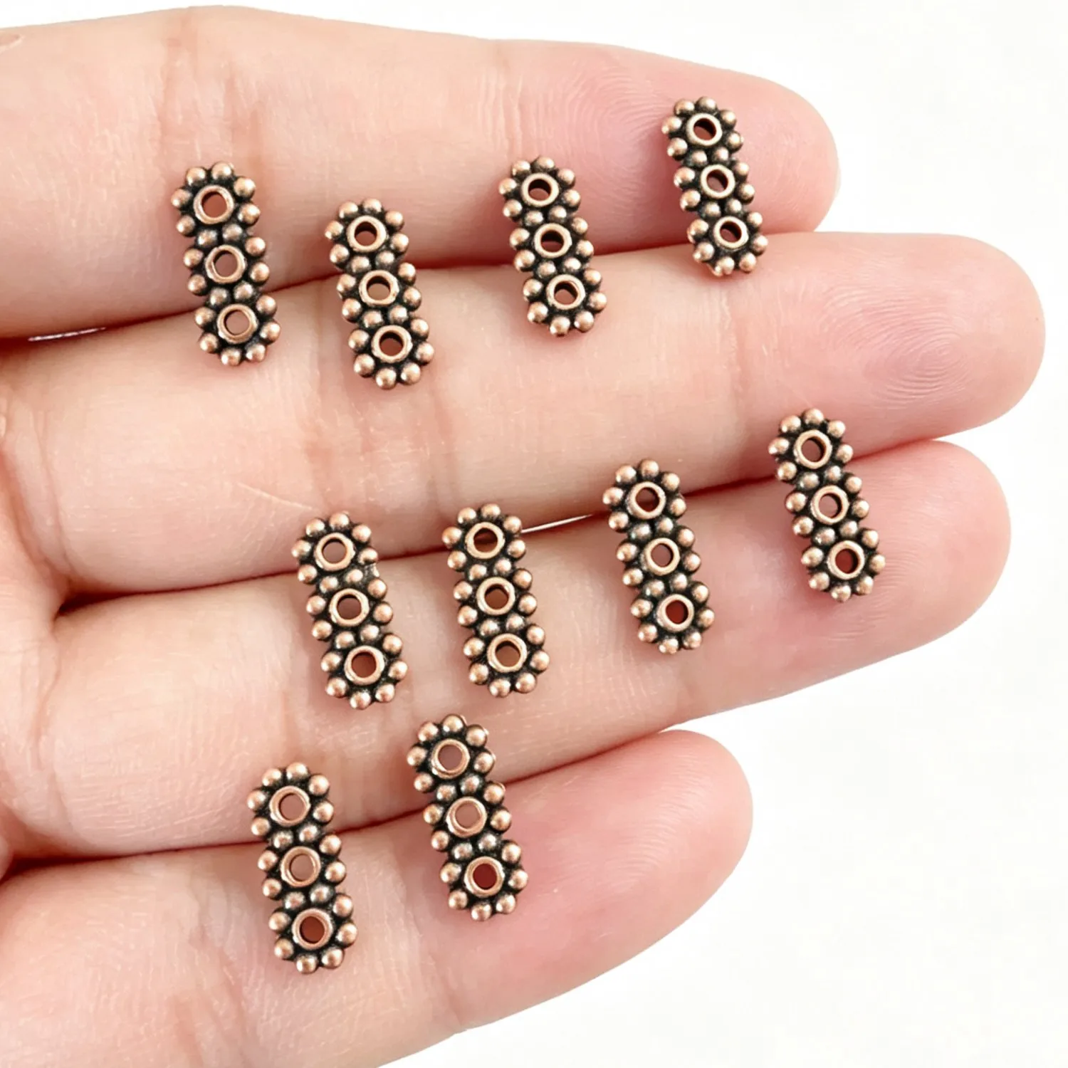 60pcs 10.1x4mm Hole Is 0.9mm Copper-Tone 3 in 1 Spacer Beads H2257