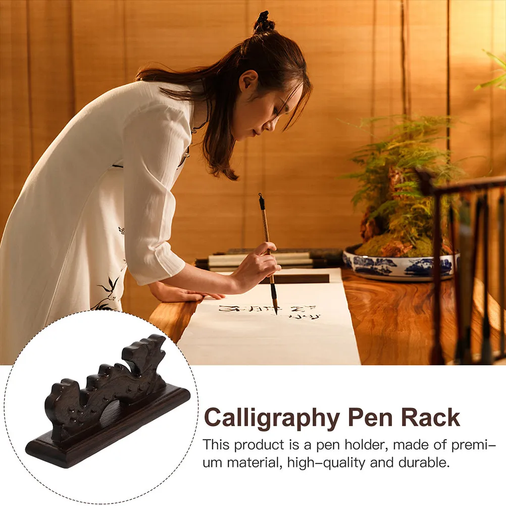2Pcs Premium Wood Dragon Style Pen Holder for Calligraphy Brushes Brush Pens Ink Pens Desktop Organizer Desk Decor Display Stand