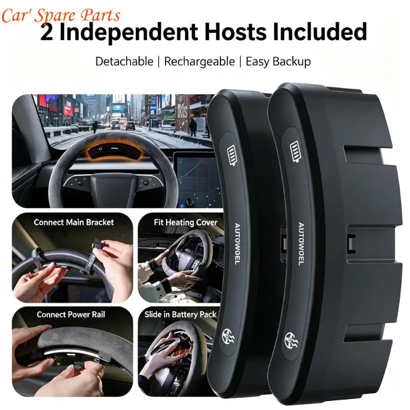 Y4UA Soft-Textured Heated Steering Wheel Cover Protector with Two Heat Levels, Rechargeable Battery Operation and Targeted