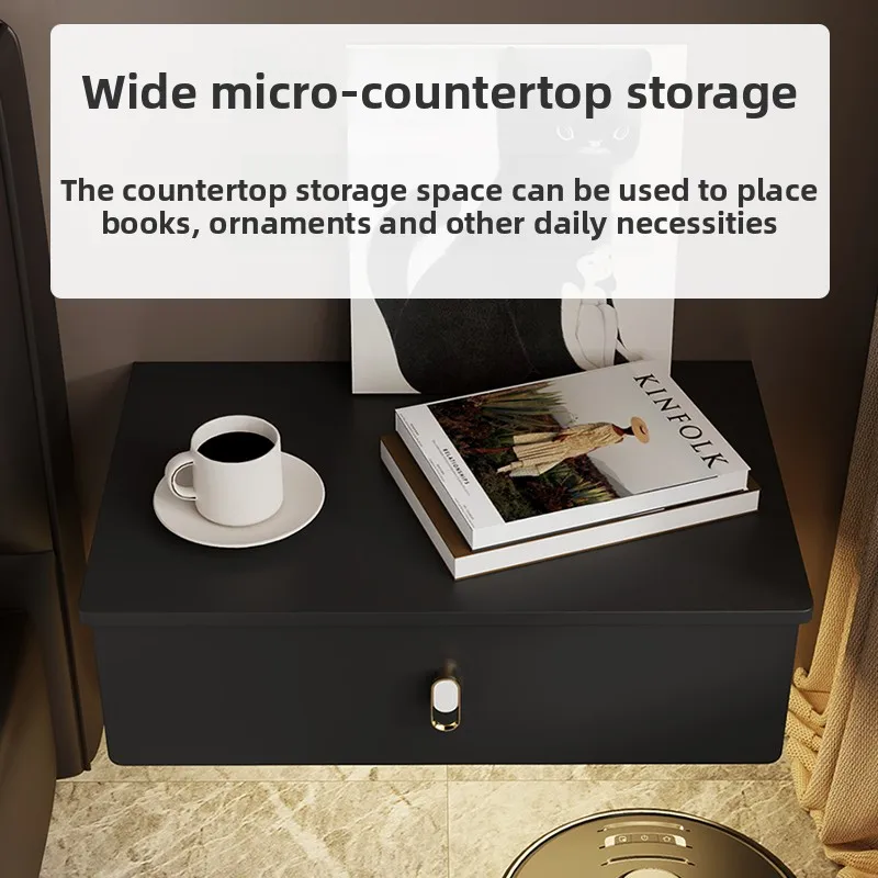 Picture 5: Modern ‌Floating Nightstand Solid Wood Wall Mounted Bedside Cabinet Space Saving Storage Drawer for Luxury Bedroom Furniture