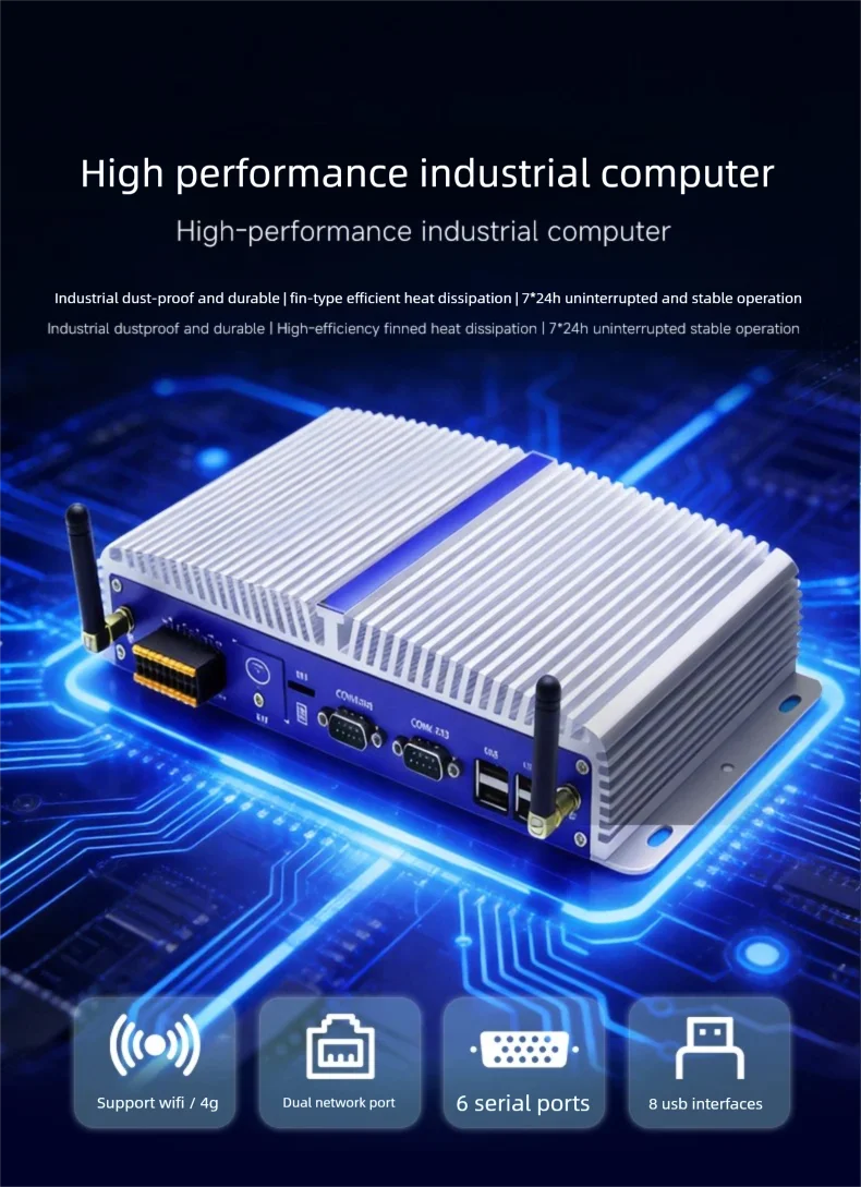 MeetNeng BPC Industrial Mini PC Core 12th DDR3 DDR4 M2 SSD Fanless Dual LAN VGA HDMI RS232 USB3 Fanless Design Alloy