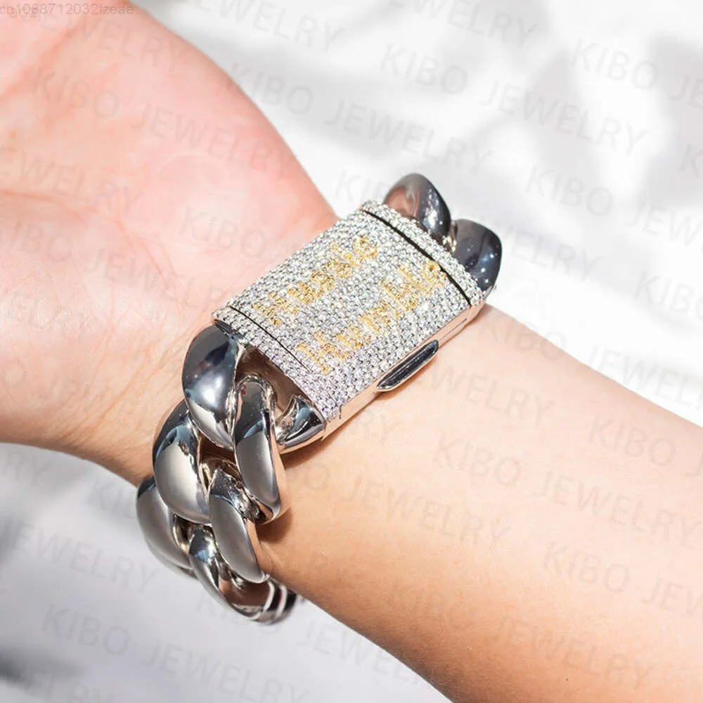 

Hiphop Style Bracelet Miami Cuban Link Chain Custom Clasp Bracelet 925 Silver Miami Cuban Link