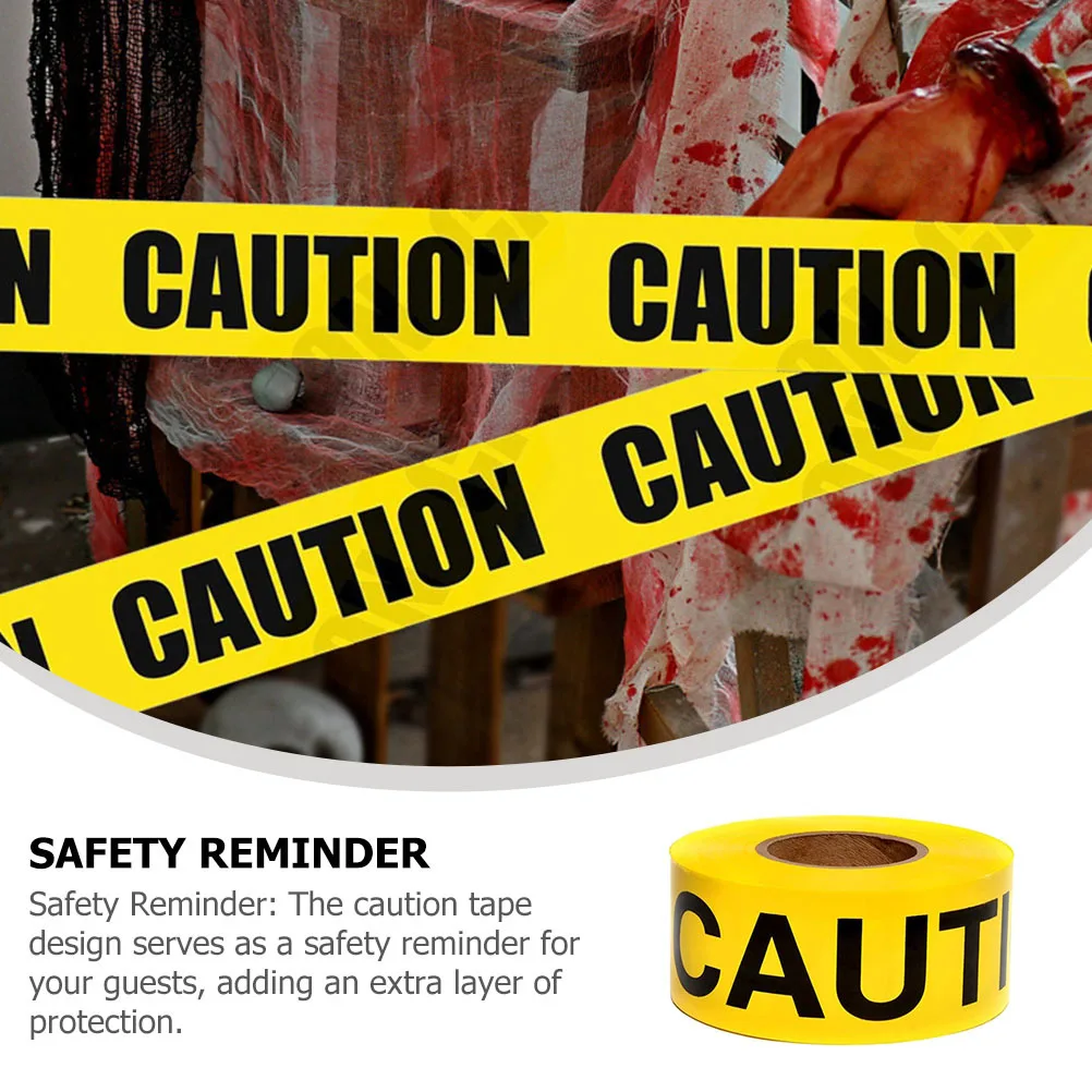 1 Roll Yellow Caution Halloween Warning Line For Party Bar Event Safety Decoration Isolation Tape Halloween Fright Tape