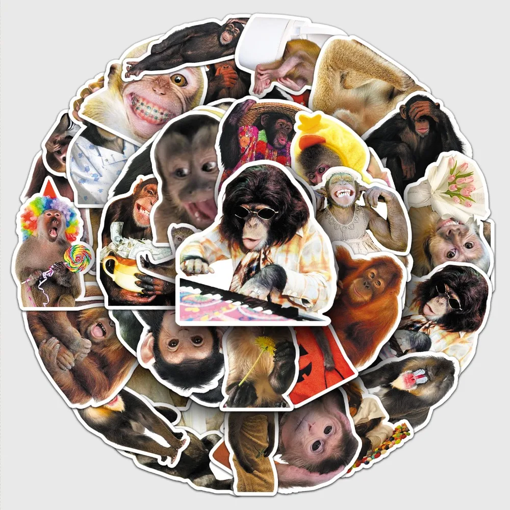 

10/50pcs Funny Expression Animal Stickers Monkey Waterproof Decoration Notebook Thermos Desktop Phone Case Computer Luggage