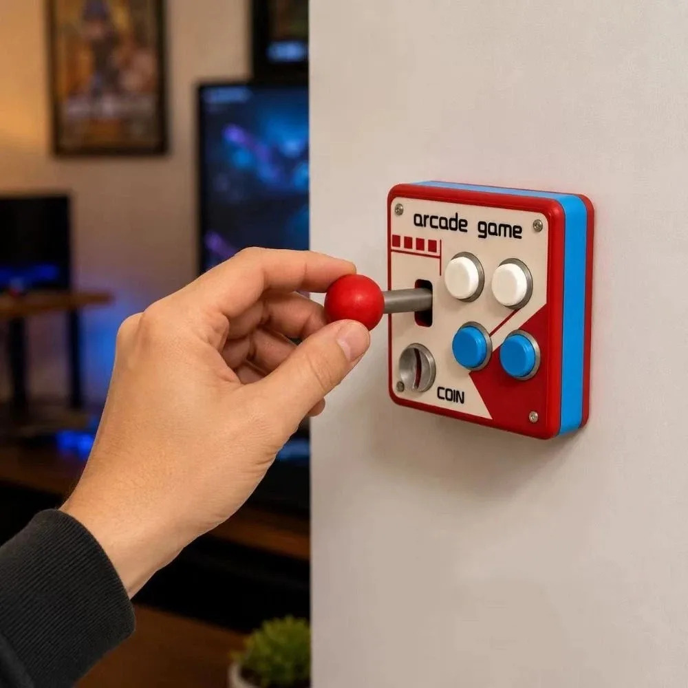 Creative Light Switch Guard Covers Retro Arcade Games Self-Adhesive Joystick Switch Stickers Removable 3D Printed