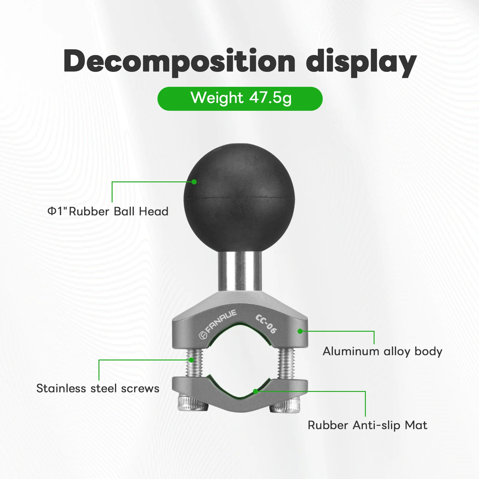 FANAUE سبائك الألومنيوم دراجة نارية مرآة الرؤية الخلفية حامل هاتف المحمول 25 مللي متر/20 مللي متر/17 مللي متر قاعدة توسيع الرأس الكروي مستقرة