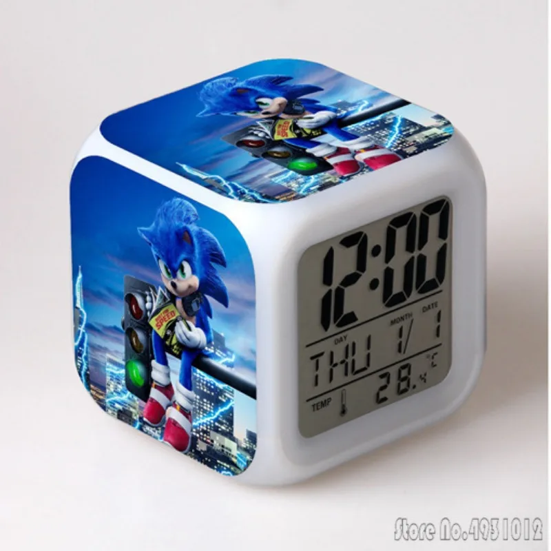 Admire Sonic The Hedgehog Sonic The Sonic Boy Alarm Clock Creative Student 8x8x8cm LED Cube with Light Display Time Week Month