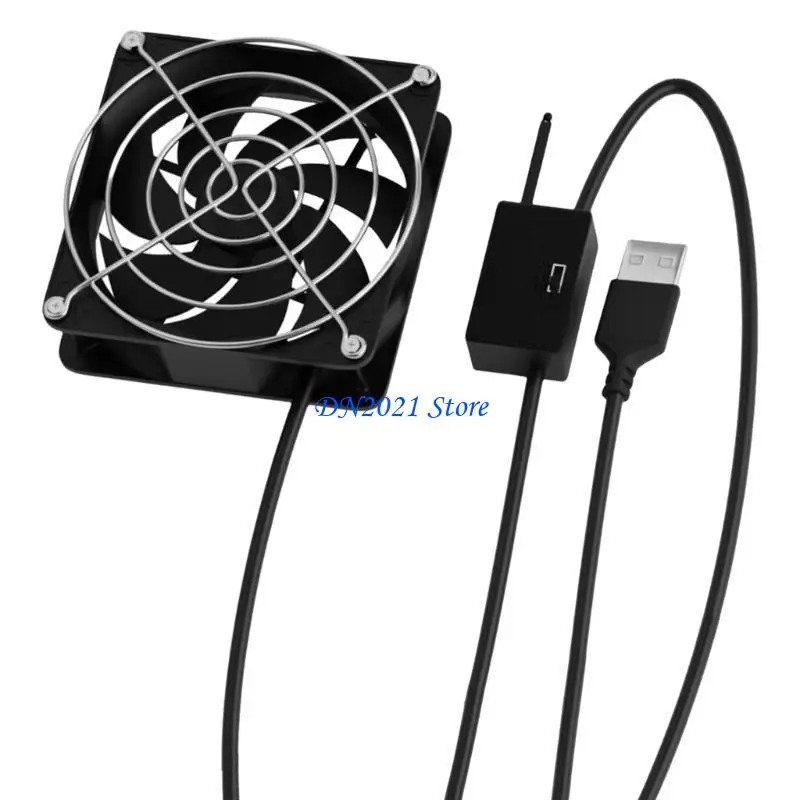 F3KE 8cm USB Cooling Fan Adjustable Thermostat with 3 Speed Temperature Control for Home Electronics and Gaming Systems