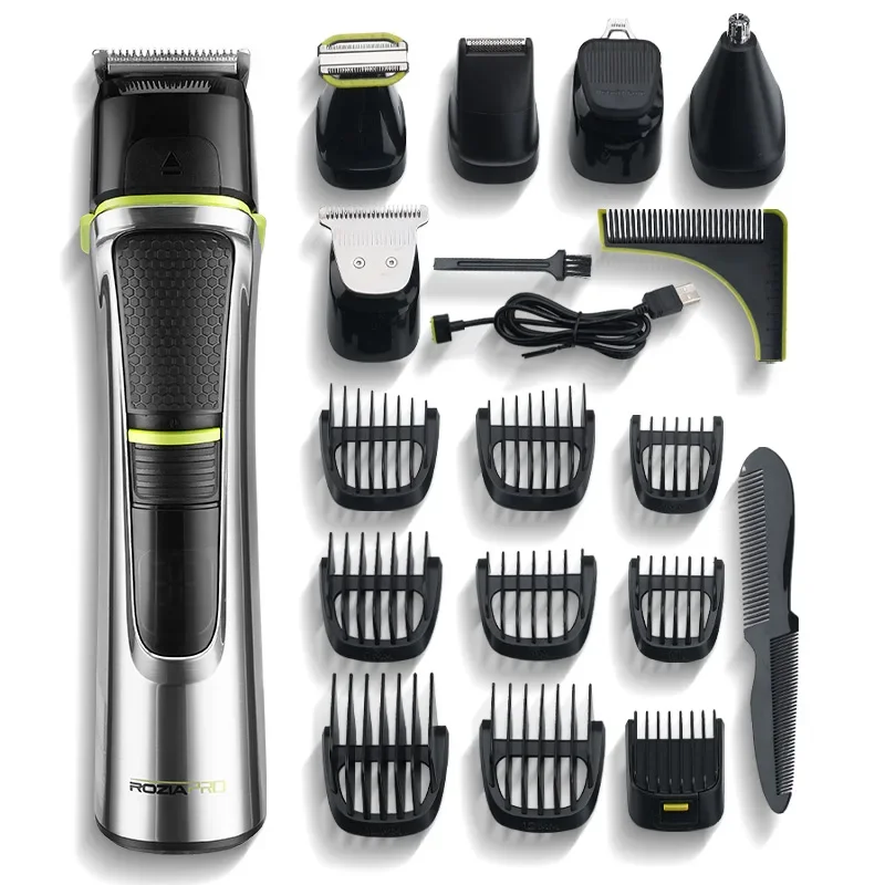RESUghts-Tondeuse à cheveux multifonctionnelle pour hommes, machine de découpe de cheveux étanche IPX5, charge rapide USB, tondeuse pour hommes, 15 en 1