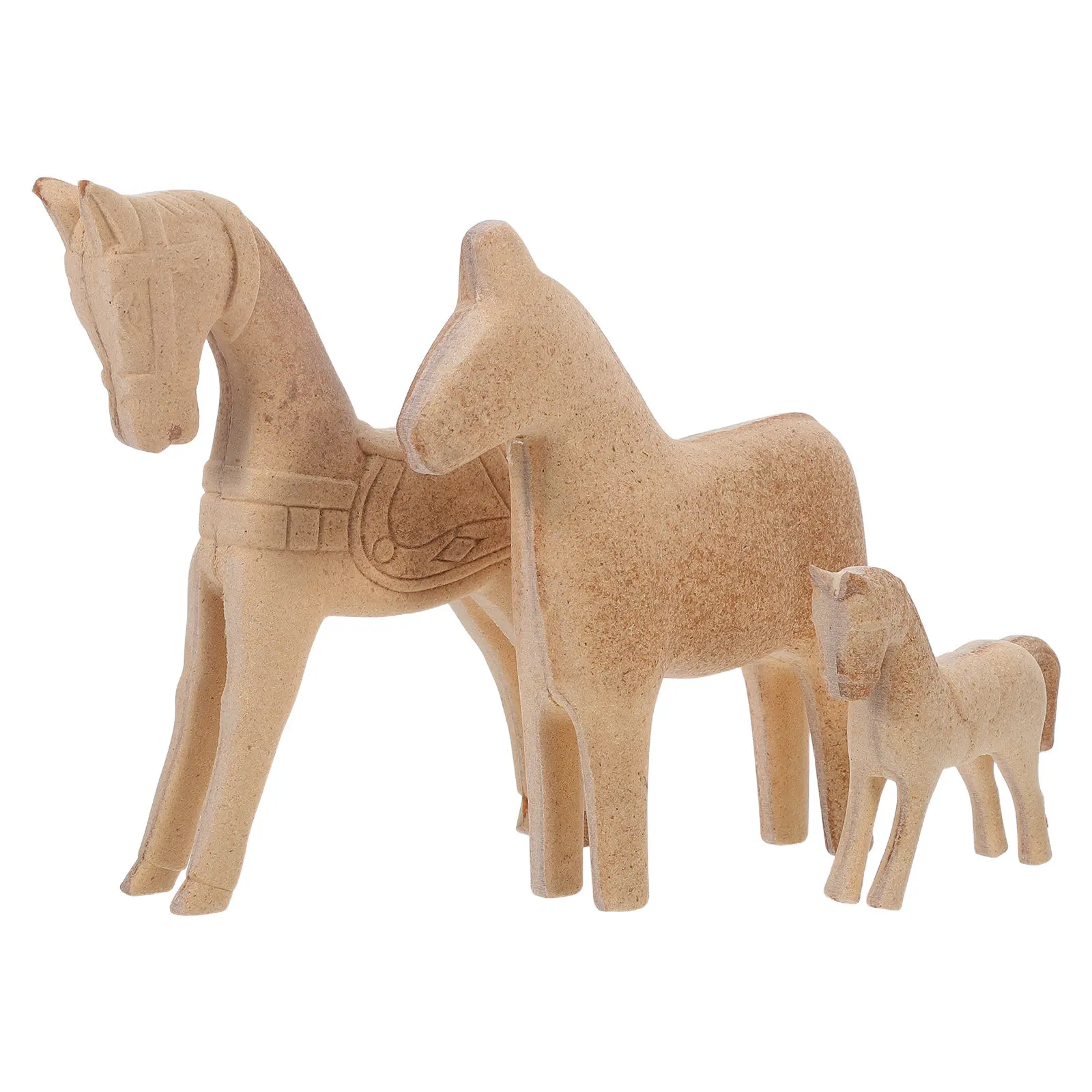

Набор из 3 неокрашенных деревянных фигурок лошадей для росписи, креативный набор для творчества своими руками, декоративные деревянные изделия ручной работы