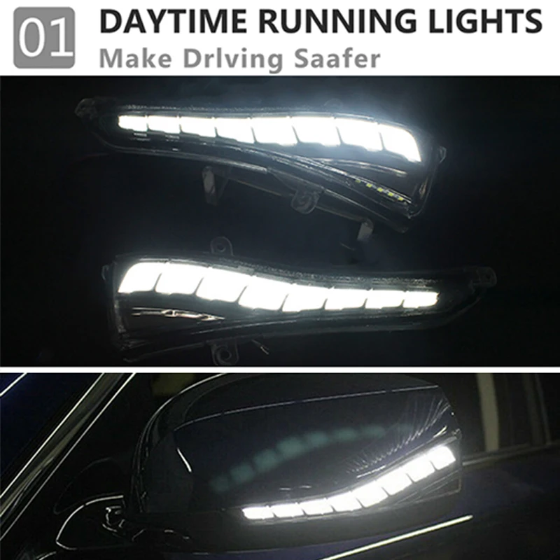 2Pcs LED Dynamic Side Mirror Turn Signal Light DRL Parking Puddle Daytime Running Lamps For Infiniti Q50 Q60 Q70 QX30 QX50 QX70