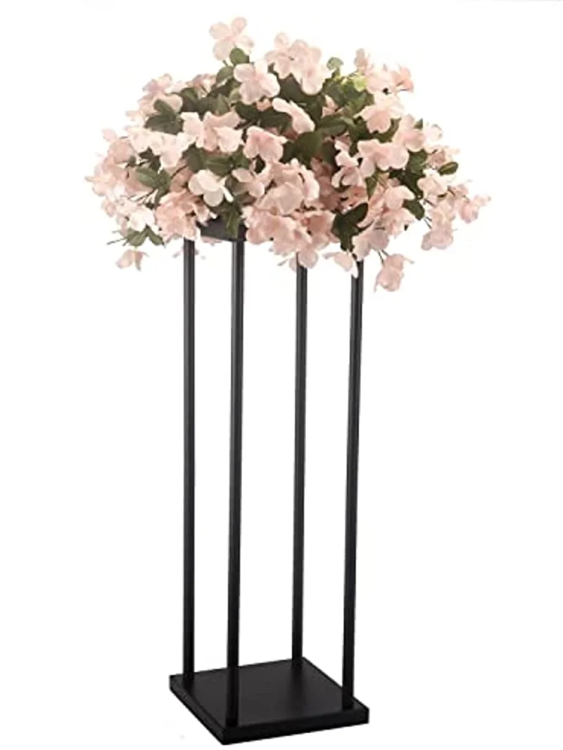 Mattschwarzer Hochzeitsdekorations-Blumenständer aus Metall, Eisen-Displayständer, Bodenvase, Säulen-Mittelstück für Event-, Party- und Zeremoniendekoration – Detail 3
