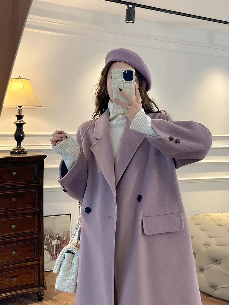 Cappotti di lana larghi donna autunno inverno doppio petto tenere in caldo tasche stile coreano Trendy quotidiano semplice frangivento tenero miscele