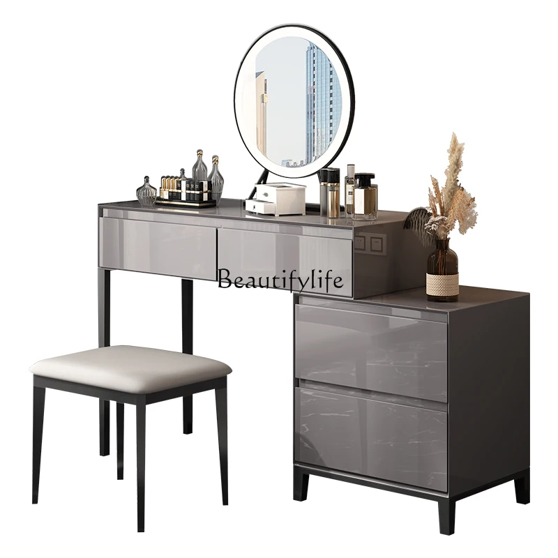 

*Italian dresser retractable integrated smart mirror modern simple makeup table