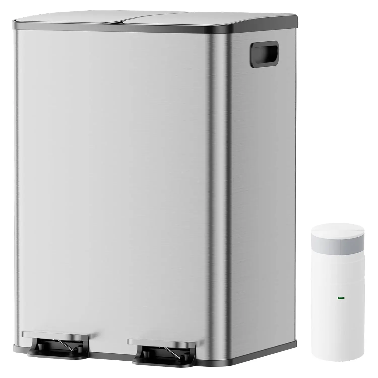Poubelle à double compartiment avec couvercle, 2x20L, poubelle de recyclage pour cuisine