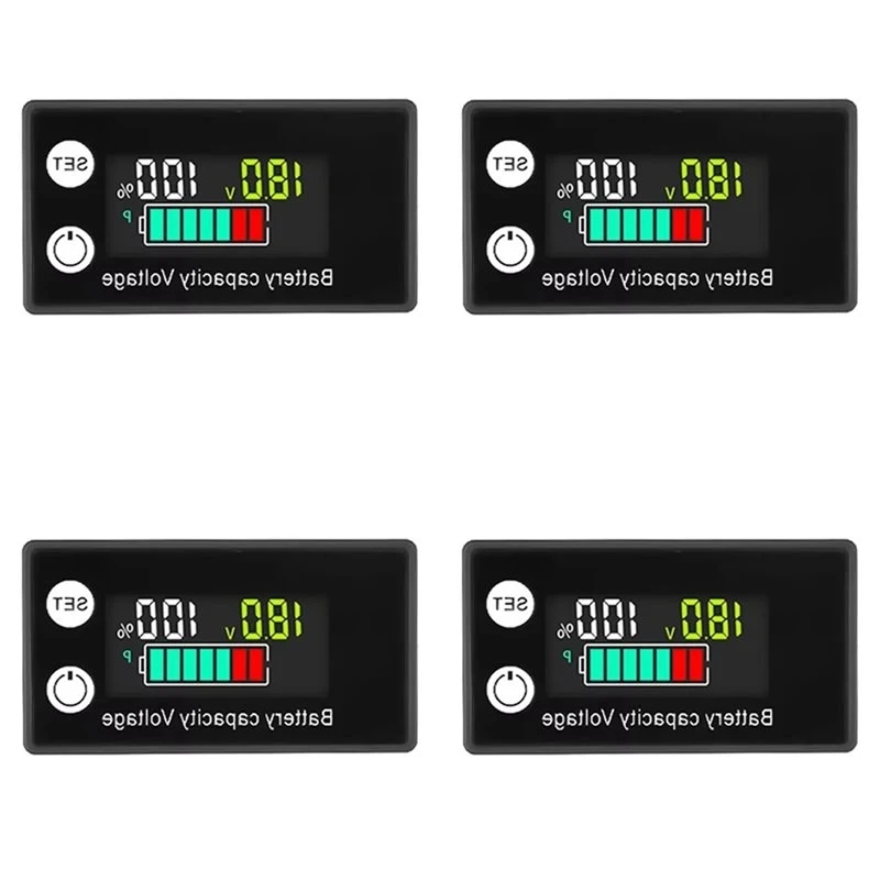 YANA50I 4X Battery Voltmeter DC 8-100V Capacity Indicator Power Meter Lithium Lifepo4 Lead-Acid Cell 12V 24V 48V LCD Screen D