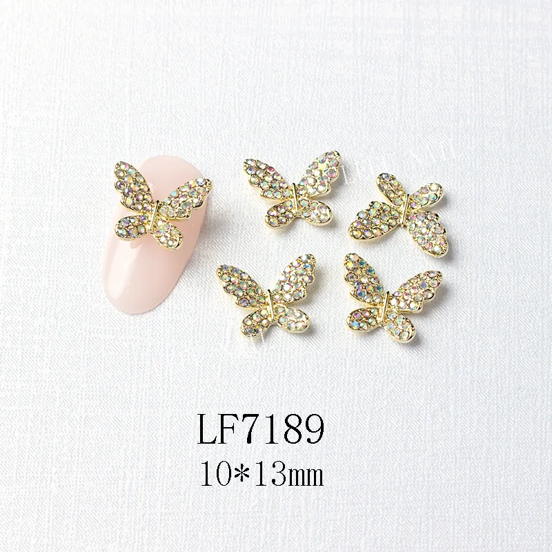 10Pcs Gold/Silber Multi-Designs Nail art Schmuck Charms Weiß/AB Kristall Strass 3D Schmetterling Geformt legierung Nagel Zubehör – Detail 30