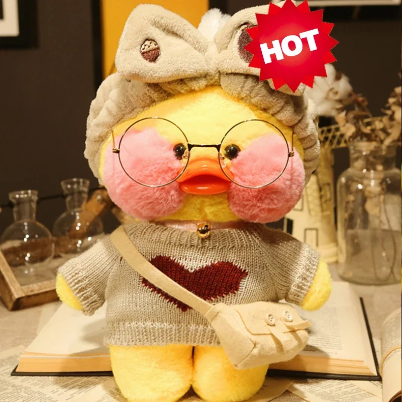 30CM Kawaii Cafe LaLafanfan Pato สีเหลือง Patos การ์ตูนสัตว์ตุ๊กตา Plush ตุ๊กตาของเล่นตุ๊กตายัดไส้ตุ๊กตาเด็กผู้ใหญ่ของขวัญวันเกิด