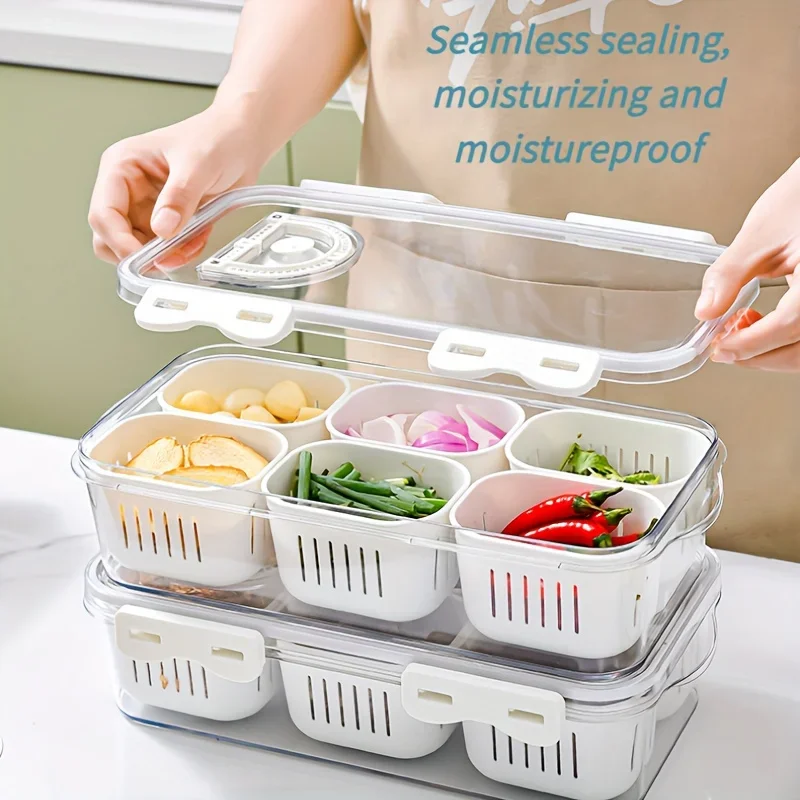 

Kitchen Box – Fresh-Keeping, Stackable, Freezer-Safe, Built-in Dividers For Food Organization