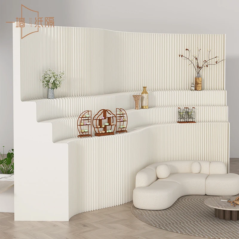 

Office screen partition goods display rack non-punching paper wall window background wall shelf boutique table display cabinet