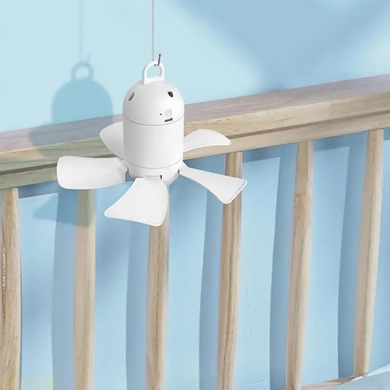 D08B 4000/6000mAh Ceiling Fan with Remote Controller Portable Tent Hooks Hanging Fan