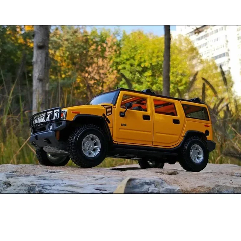 1/18 For Maisto Hummer H2 2003 Alloy Diecast CAR MODEL Mini Vehicle TOYS Boys gift Collection Black/Yellow Metal,Plastic,Rubber