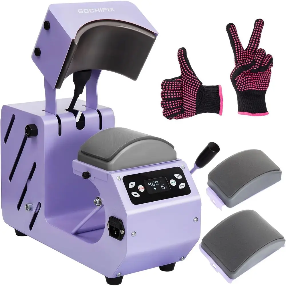 

Auto Hat Heat Prhine, Automatic Open/Release, 4 Memory es, Precise Temp/Timer Control, 6.54"x3.84"Curved Heat Plate, Hat Stretch