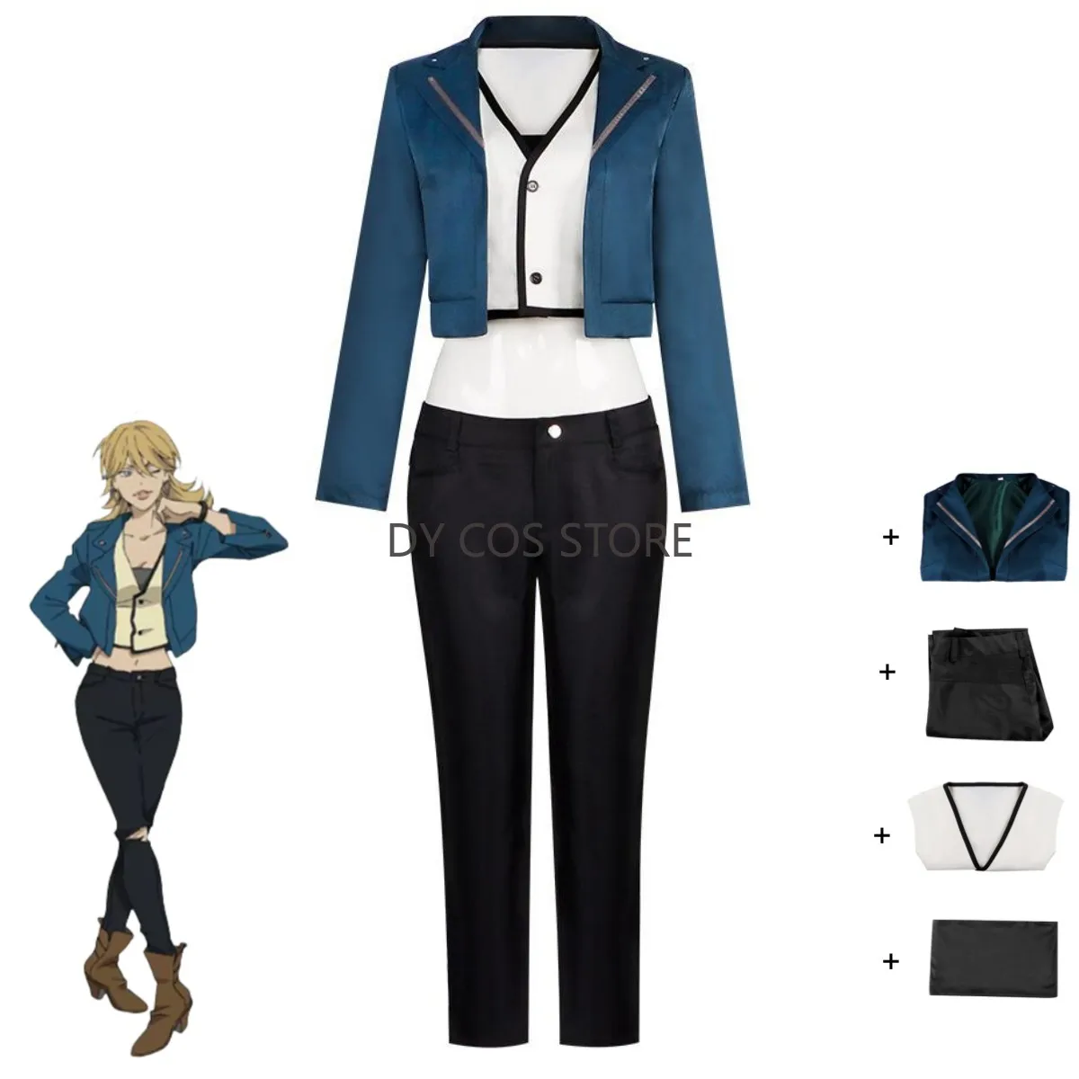 New Anime Lazarus Kristin Cosplay Costume Short Style Blue Jacket Tube Tops Pants Uniform Adult Woman Sexy Daily Leisure Suit