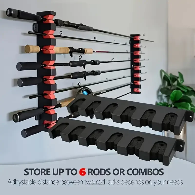 1pc Fishing Rod Display Rack, Household Wall-mounted Fixed Rack,Standing Wall Fishing Gear Collection Storage Rack