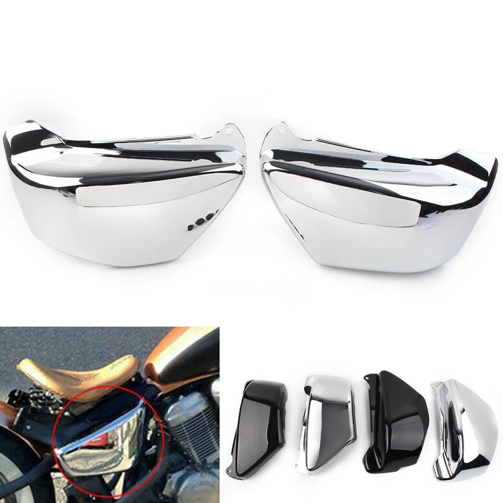 

Pair Motorcycle ABS Battery Side Fairing Cover Black For Honda Magna VF 750 VF750C 1994-2004 Chrome/Glossy Black