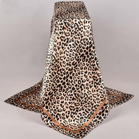 Spring New Leopard Print Mini Spot Color Silk Square Scarf 90x90 Fashion Versatile Wrap Headscarf