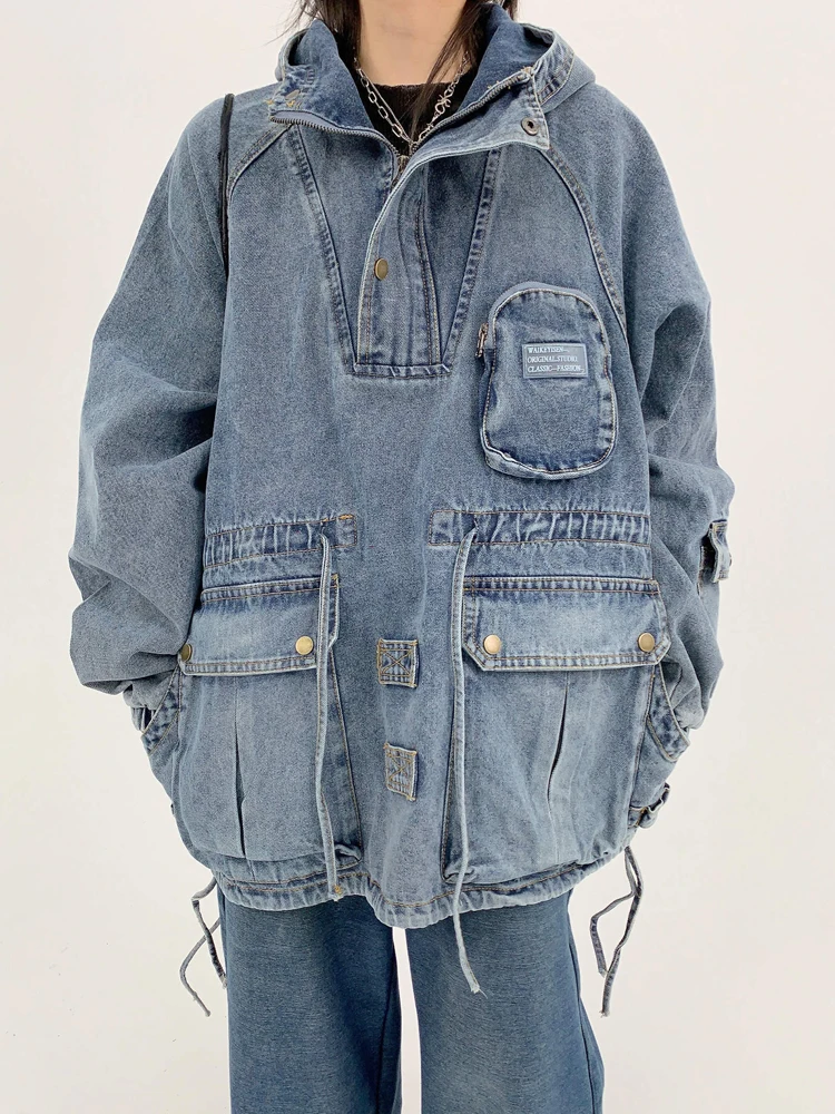 

Denim Jacket Loose Jean Jacket Women And Men Women's Jacket Y2k Japanese Streetwear Women's Coat Women's Bomber Jacket