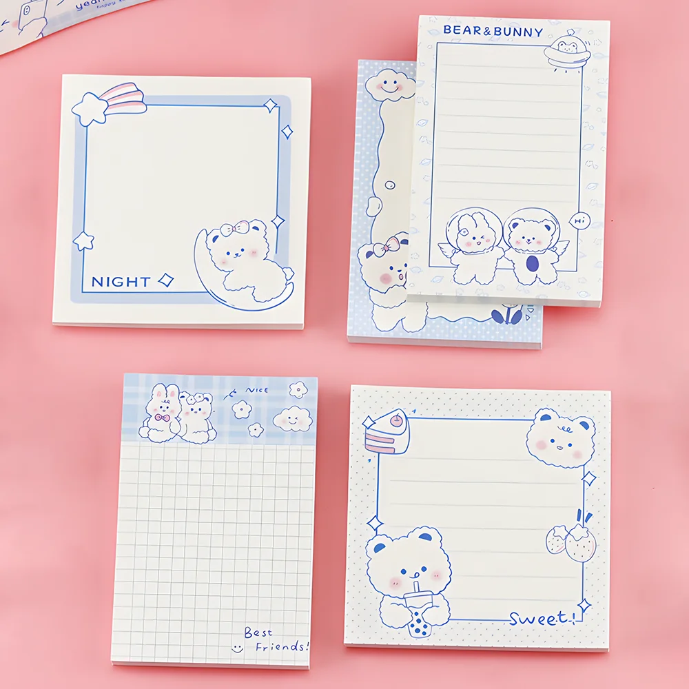 Korean Cute Kawaii White Bear Sticky Notes Funny Memo Pad Post Notepad Stationery Index Tab Planner To Do List Check Shopping 3D