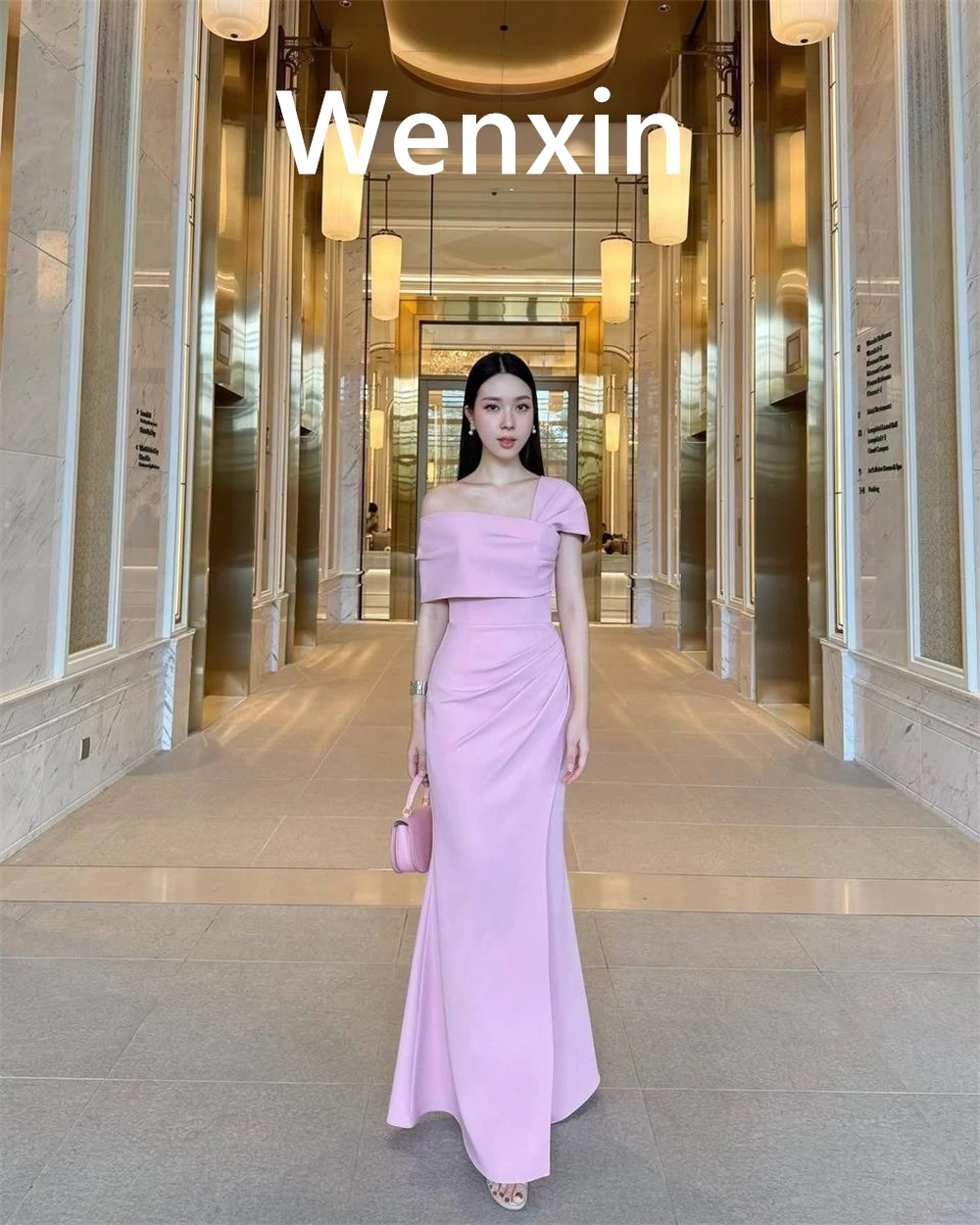 Robe de soirée en Jersey rose Simple personnalisée, asymétrique épaule dénudée, sans manches, robes de soirée à la mode pour occasions spéciales