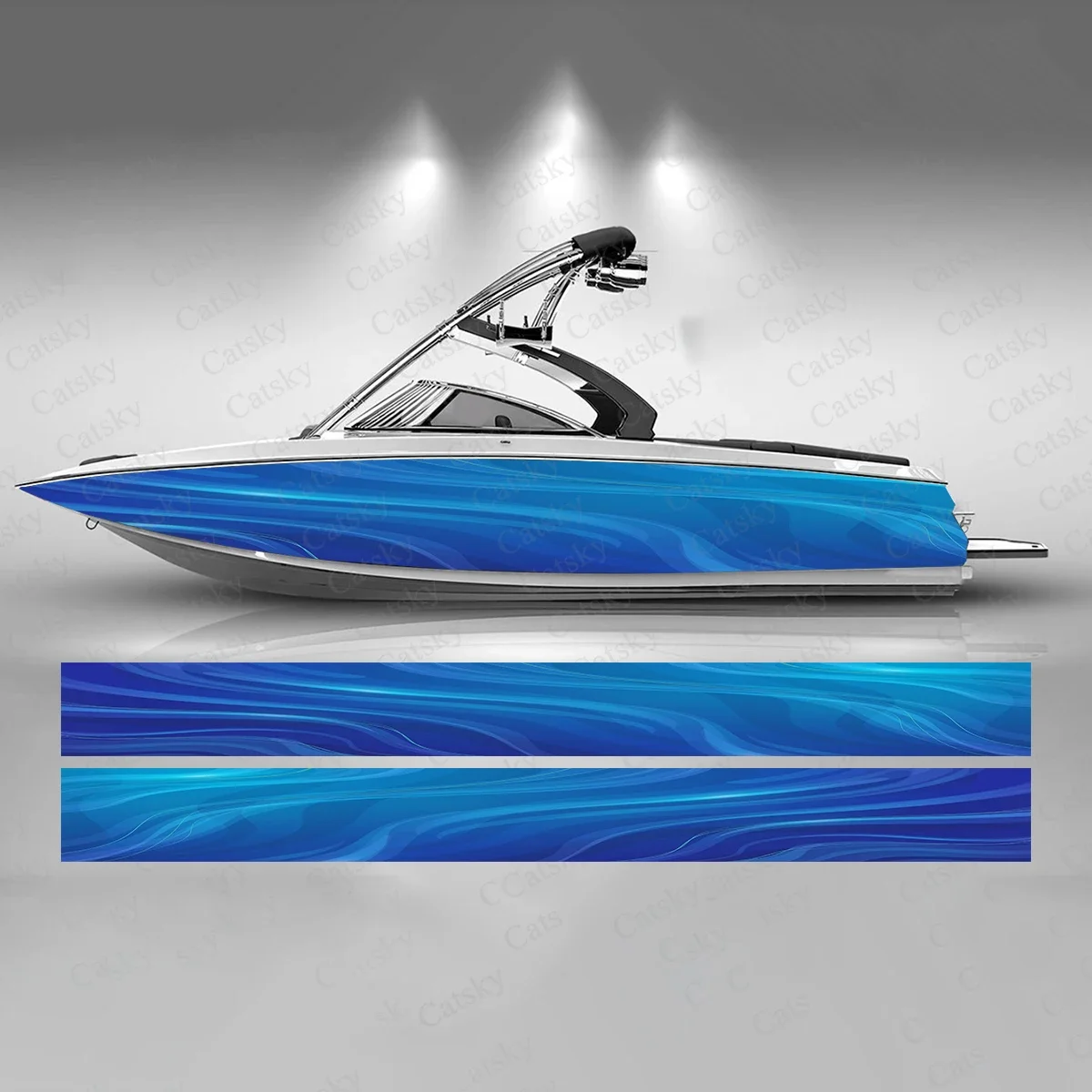 Abstract Ocean Wave Boat Sticker Fashion Custom Fish Boat-Sticker Vinyl Waterproof Boat Wrap Graphic Boat Wrap Decal