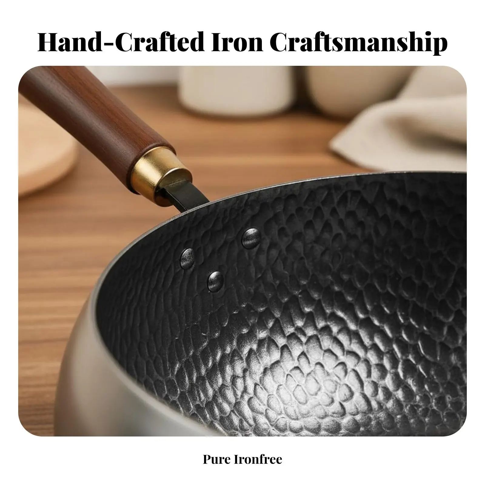 Hand Hammered Wok Pre-Seasoned Traditional Chinese Wok Carbon Steel Frying Pan Non Coating Cookware Professional Grade