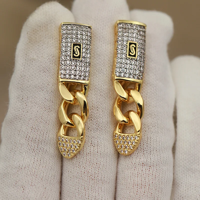 جديد البصر تصميم كلاسيكي زركونيا شرابة وأقراط للنساء أزياء العلامة التجارية مجوهرات أقراط كريستال كاملة