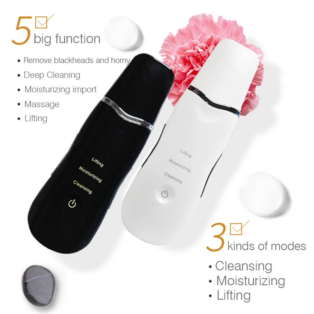 超音波スキンスクラパー ピーリング 振動 フェイススキンスクラバー 黒ずみ除去 ディープフェイスポアクリーニング スパチュラ ショベル クレンザー