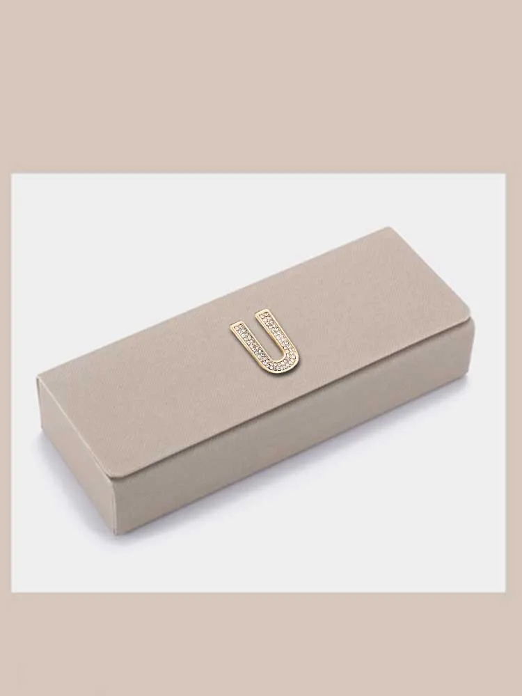 

Customized Retro Design Eyewear Cases Sunglass Safe Personalized Customer Name for WomenAlphabet Design: Metal & Gem Motif