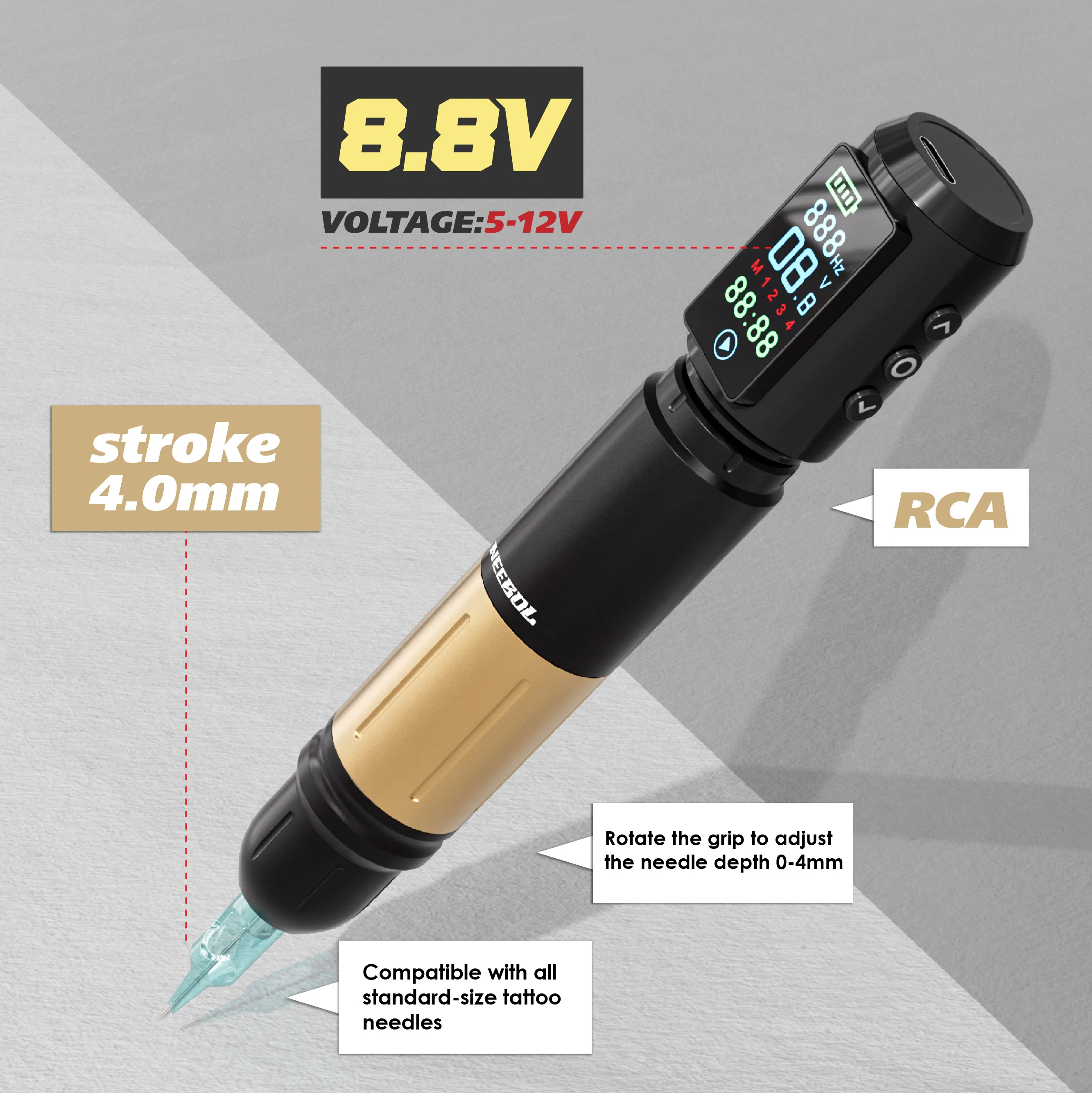Neebol ワイヤレスタトゥーペンキット タトゥーマシン 電源付き 針 インク タトゥー用品 タトゥーアーティストへのギフト