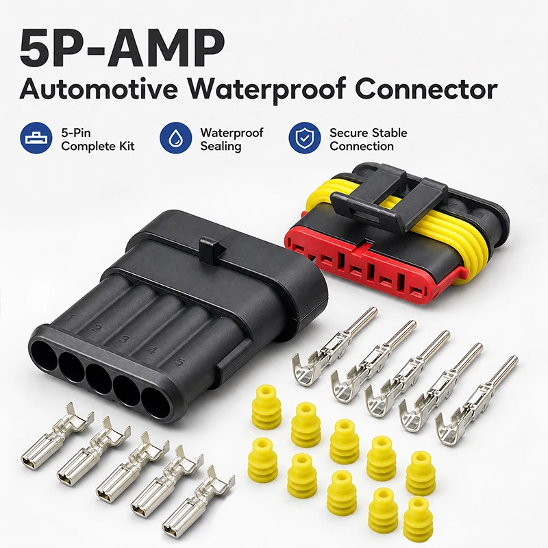

5Pin Waterproof AMP Auto Connector 18AWG M/F 1.5mm Term Quick Disconnect for Car Truck VehicleDJ7051-1.5-11/21 282089-1/282107-1
