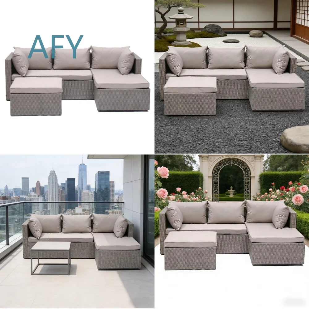 Eco Friendly Portable Wicker Outdoor Garden Furniture Set for Picnic Park Camping Relaxation Comfortable Lightweight Foldable
