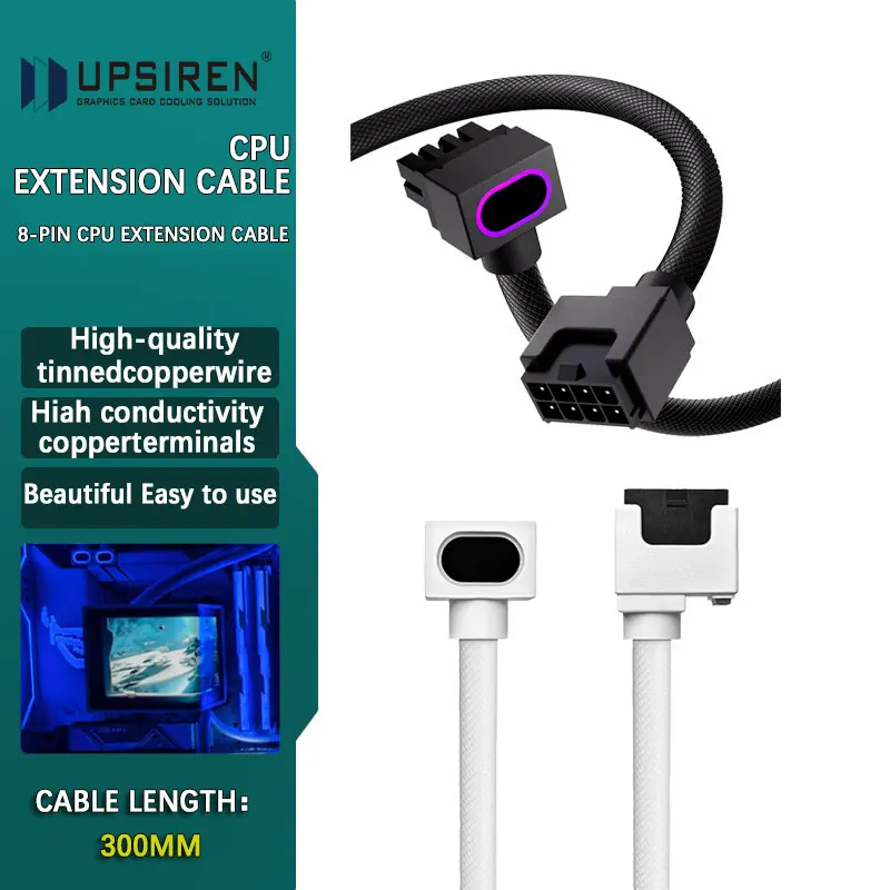 

Кабель-удлинитель для материнской платы UPSIREN, 8-контактный, 18AWG, 90 градусов ° Кабель с угловым разъемом, ARGB 5V 3-контактный, штекер-гнездо
