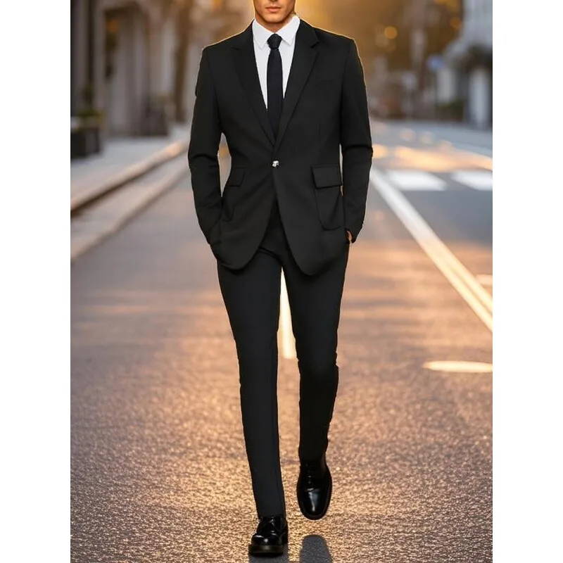 

Business Suit Jacket for Men W 87996 Special Wide Fit Double Slit No Brand Registered Trademark Autumn Season Stand Collar