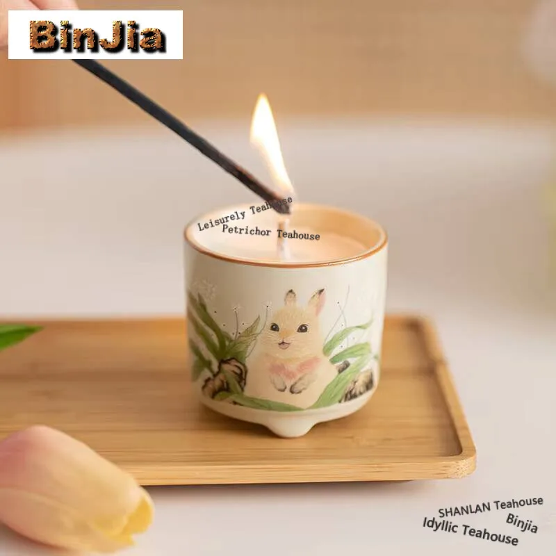 Cute Cat Ru Kiln Aromatherapy Candle Plant Soybean Wax Atmosphere, Small and Popular, High End Bedroom Creative Fragrance Gift