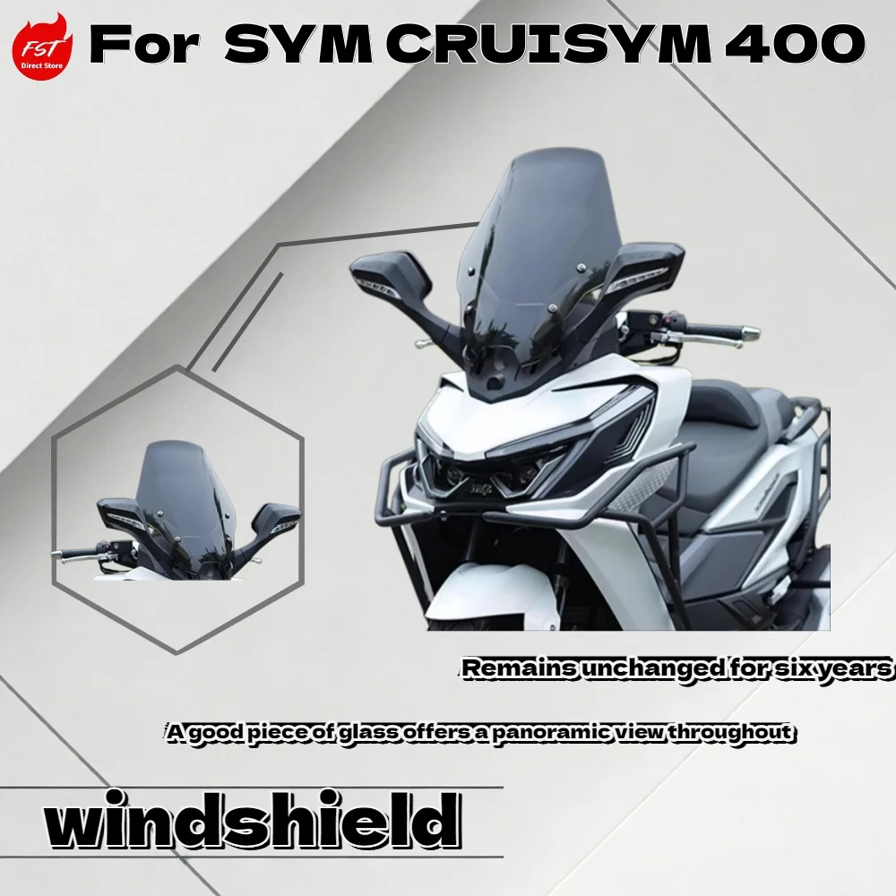 

For SYM Cruisym 400 Premium Height Enhanced Windshield Front Wind Protection Kit