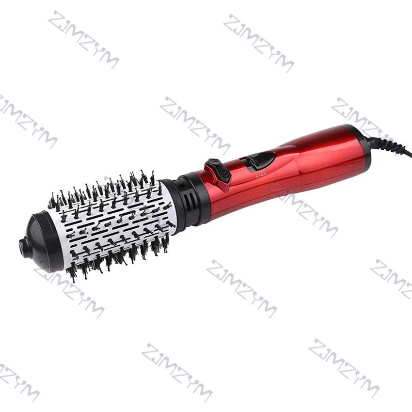 Rotating Hair Dryer Brush Electric Blow Drier Comb Hot Air Straightener Curler Iron One Step 2 Gears Blower Replaceable 2 Heads