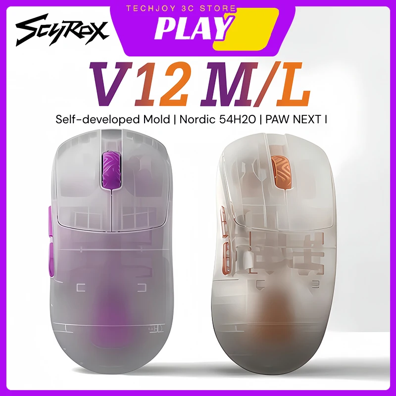 Scyrox V12M/L Wireless 49g Lightweight Gaming Mouse Self Developed Mold Nordic 54H20 PAW NEXT Ⅰ High-back Symmetric Gamers Mice