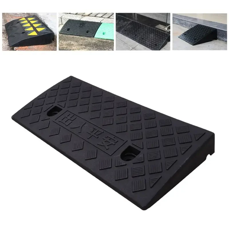 2PCS Car Threshold Ramp Plastic Curb Ramp With Textured Surface Rubber Speed Reducer Garage Threshold Curb Ramp Road Tools
