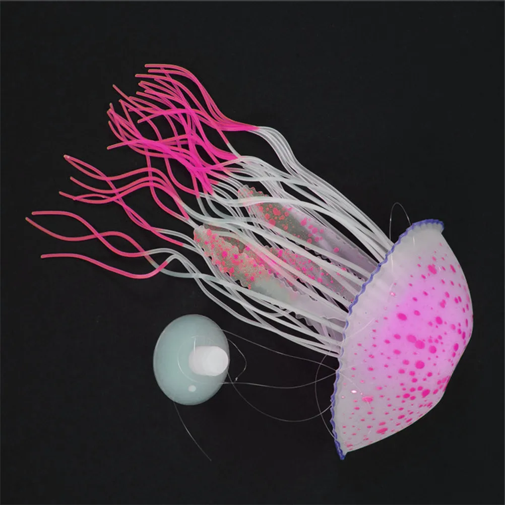 Silicone Glowing Jellyfish Aquarium Decor Red Luminous Fake Photo Prop Fish Tank Layout Adornment Lifelike Safe Pollution Free